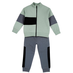 Boys Tracksuit Full Sleeve Zipper <b>Stand</b> Collar Casual Autumn Wear Polyester Cotton Mid <b>weight</b> Regular Fit With Side - Product Image 1