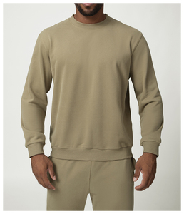 Sweat-shirts pour hommes en coton lourd 100 %, nouvelle mode, couleur unie, col rond, basiques, respirants, 2025 - Product Image 2