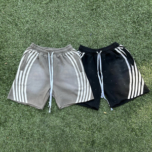 Nouveau 2025 short de haute qualité pour hommes personnalisé soleil délavé lavage rayure sueur pantalons de survêtement strass Shorts hommes - Product Image 3