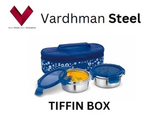 Boîte Tiffin étanche en acier inoxydable avec couvercle en plastique 2 conteneurs pour les jours de travail Porte-déjeuner - Product Image 5