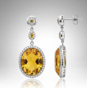Yellow Hydro Oval with CZ <b>Earrings</b> 18 gm 925 Sterling <b>Silver</b> 18K Gold Plated <b>Earrings</b> for Women and Girl - Product Image 5