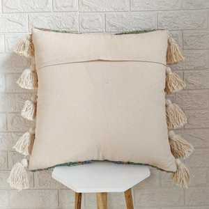 Sage Green <b>Beige</b> Gray Multi Color Cotton Hand Embroidered Tufted 18x18 20x20 Customizable Polyester Fiber Filled Home Decorative - Product Image 6