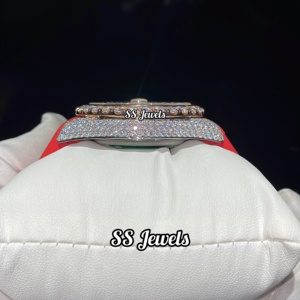 Luxueusement Fabriqué À La Main Mode Hip Hop Mécanique En Acier Inoxydable Boîtier 41mm Cadran Moissanite Diamant Bracelet En Silicone Montre - Product Image 4