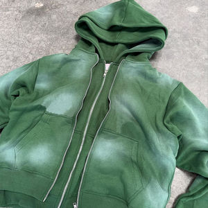 Sweat à capuche zippé personnalisé en coton lourd 100% avec fermeture éclair bidirectionnelle, design délavé au soleil pour femmes et hommes, logo frontal - Product Image 6