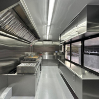 Remorque alimentaire mobile entièrement équipée |   Food Truck carré de style américain avec équipement de cuisson professionnel