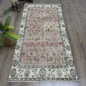 Alfombra de 3.3x7 pies, Alfombra Turca Vintage, Alfombra de Lana Roja - Product Image 1