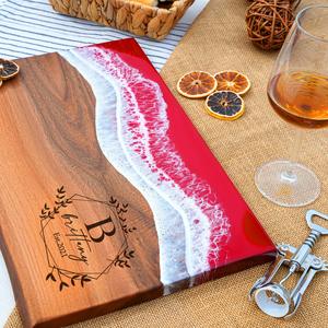 Tabla de Cortar de Madera con Mango, Apta para Lavavajillas, Ecológica, Antibacteriana, de Resina, Tabla de Queso de Alta Calidad - Product Image 1