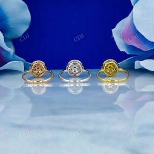 แหวนหมั้นเดซี่คลัสเตอร์สีทองลายพระอาทิตย์ของผู้หญิงสำหรับงานแต่งงานค็อกเทล - Product Image 2