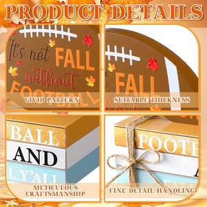 Football and Fall Y'all Wood Sign Wooden Tiered Tray Decor Autumn Stacked <b>Books</b> Decor Fall Farmhouse - Product Image 4