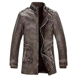 Veste en cuir zippée à manches longues avec logo personnalisé Meilleur prix Durable 2025 High Street Fashion pour hommes - Product Image 4