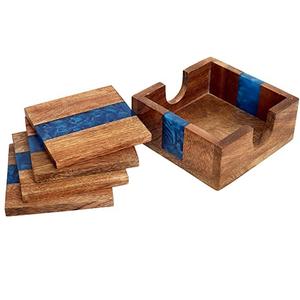 Ensemble de 4 sous-verres en bois d'olivier, produits de cuisine polis, dessous de verre décoratifs pour Table à manger - Product Image 5