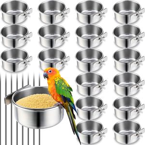 Wholesale Price Adjustable Stainless Steel Bird Feeding Dish <b>Parrot</b> Food Water Feeder Bowl with Clamp Holder Coop Cup - Product Image 1