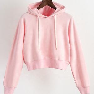 Venta al por mayor de calidad superior cordón capucha 65% algodón 35% poliéster Sky Script con capucha recortada mujeres sudaderas con capucha logotipo personalizado - Product Image 1