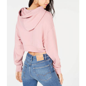 Conjunto de Sudadera Corta con Capucha de Alta Calidad, Hombros Caídos, Manga Larga, Color Rosa, Sudadera Corta con Capucha para Mujer - Product Image 2