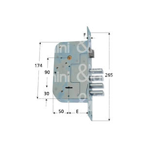 VERROUILLAGE À DOUBLE CARTE Art. 654/2 Mortaise latérale 4 lancers et boulon de verrouillage avec goupilles - Product Image 1