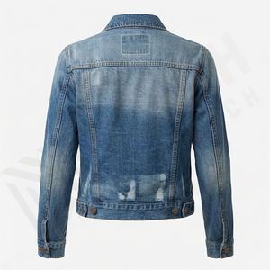 Veste en jean décontractée personnalisée pour hommes, grandes tailles, 100% coton, option logo sur le devant, respirante, veste d'hiver - Product Image 2