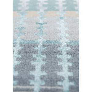 Tapis rectangulaire géométrique noué à la main en laine et soie de bambou Manchaha 10 mm pour salon, couloir - Les-2376 Couleurs Gris Noir - Product Image 3