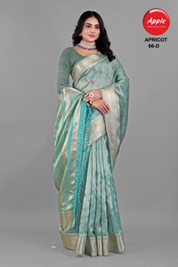 Saree en lin doux avec tissu tissé à la main naturel élégant pour les femmes léger ethnique pour l'été tenue quotidienne occasion de fête - Product Image 3