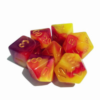 Ensemble de dés miniatures polyédriques carrés en acrylique - 7 pièces - Polymère écologique à effet tourbillon pour les jeux de DND/RPG