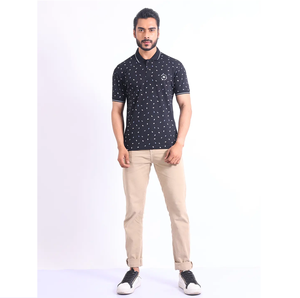 เสื้อยืดแขนครึ่งแขนสำหรับผู้ชายผ้าฝ้าย100% พิมพ์ลายยืดได้สำหรับใส่สบายทันสมัย - Product Image 1