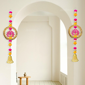 Divyakosh 10 Uds Lotus colgante 16 pulgadas cada templo decoración pared telón de fondo para Pooja para decoración de habitación Pooja - Product Image 6