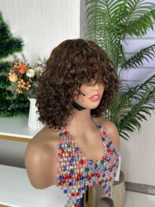 100% Virgin Raw Hair High Density Fringe water <b>wig</b> no <b>lace</b> frontal <b>wig</b> - Product Image 2