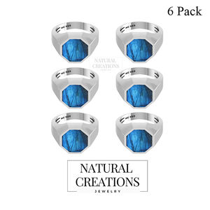 Anillo Hexagonal de Plata de Ley 925 con Labradorita Clásica para Hombre, Engaste de Bisel, Hecho a Mano, Regalo Único para Él, Cumpleaños, Fiesta, Aniversario - Product Image 2