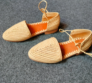Vente en gros, Sandales en raphia naturel, Mules en raphia, Sandales en raphia Pantoufles pour femmes Raphia confortable fait main, - Product Image 1