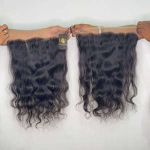 Extensions de cheveux humains indiens non traités, tissées, bouclées, Deep Wave, avec closure en dentelle et frontal en dentelle HD - Product Image 1