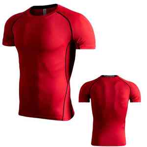 Camiseta Deportiva para Hombre, Atlética, Lavada, Lisa, de Poliéster, Cuello Redondo, Manga Corta, Ajustada, de Secado Rápido, para Gimnasio y Fitness - Product Image 4