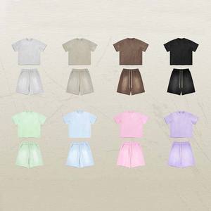 2025 été nouvelle mode 100% coton hommes décontracté vêtements de Fitness ensemble haute qualité t-shirt et Shorts respirant - Product Image 2