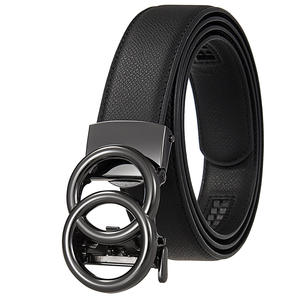 Double Rings Gold Buckle Women Automatic <b>Belts</b> for Male Ratchet <b>Genuine</b> <b>Leather</b> <b>Belt</b> Factory Waistband Custom LOGO - Product Image 2