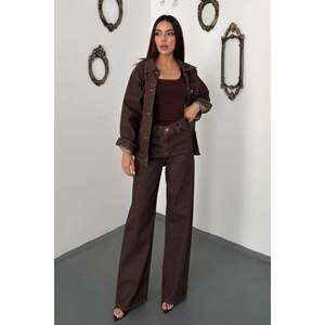 Traje de Chaqueta de Mezclilla Marrón - Marrón - Product Image 2