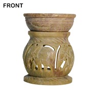 Diffuseur d'arômes en pierre ollaire, brûleur d'arômes en marbre, couleur brune, travail de sculpture