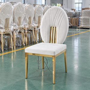Silla de Boda de Acero Inoxidable Dorado con Respaldo Acolchado y Cojín Blanco para Banquetes y Eventos de Hotel, Asientos al por Mayor - Product Image 2
