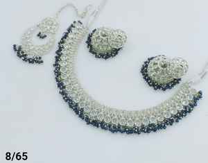 Última joyería india, Motipearl Chapado en plata tradicional con pendiente Jumkha y conjunto de collar combinado Maagtika para mujer - Product Image 2