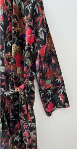 Kimono de terciopelo de algodón, albornoz largo, ropa de dormir suave, con botones de bolsillo, albornoz de terciopelo con estampado de pájaros - Product Image 3