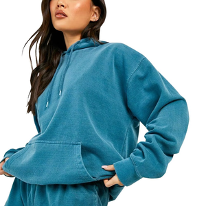 Traje de jogging con logotipo personalizado para mujer, chándal para mujer, Jersey de algodón con capucha y bolsillo de canguro, ropa informal para mujer, chándales - Product Image 3