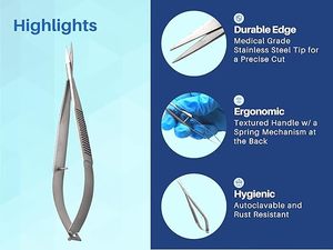 Micro Tijeras Castroviejo de Alta Calidad, Acero Inoxidable de Grado Médico, el Mejor Instrumento para Cirugía Cardíaca - Product Image 4