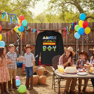 Maglietta a Maniche Lunghe Promozionale per la Festa di Compleanno della Nonna del Cowboy - Decorazioni per la Festa in Famiglia - Product Image 1