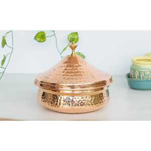 Luxury Tableware-Steel <b>Copper</b> Handi with Elegant <b>Copper</b> Lid and Brass <b>Knob</b> - Product Image 1