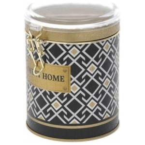 Boîte en fer blanc Kontensan EF11288 1L 105x130 mm avec fermoir à fil, couvercle transparent, lignes géométriques, fond noir, recyclable, sans soudure - Product Image 3