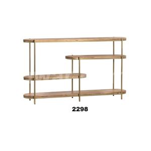 Mesa de 4 niveles de madera de mango sólido marrón y metal para el hogar, sala de estar y sala de dibujo - Product Image 1