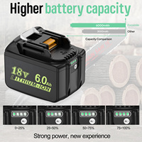 2 Paket Baterai Pengganti Alat 18V 6.0Ah Lithium-Ion Isi Ulang untuk Baterai Alat Tanpa Kabel Makita 18V