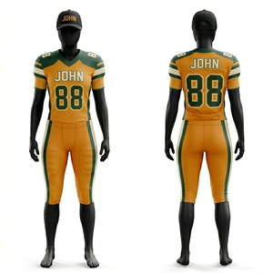 Uniforme de football américain pour femmes, 260 GSM, polyester premium, maille orange et bleue, design personnalisé, sublimation, nom et numéro de l'équipe - Product Image 3