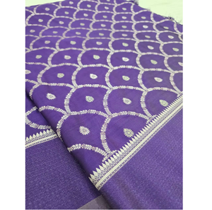 Sari Banarasi traditionnel attrayant en tissu jacquard, tissé à la main, drapé, idéal pour les mariages et les fêtes, séchage rapide, protection solaire - Product Image 1