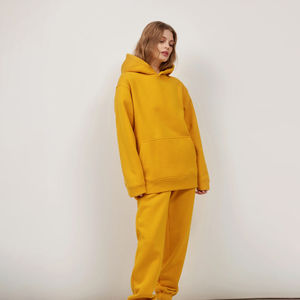 Ensemble survêtement avec logo personnalisé OEM Ensemble survêtement 2 pièces pour femmes Ensemble pantalon de survêtement et sweat à capuche en coton surdimensionné - Product Image 4