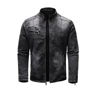 Veste en jean de haute qualité avec impression de logo personnalisé pour hommes femmes col montant tissu en toile technique teint uni service OEM - Product Image 4