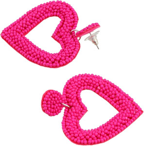 Boucles d'oreilles classiques brodées de perles de rocaille multicolores faites à la main pour femmes filles bijoux de mode indiens - Product Image 4