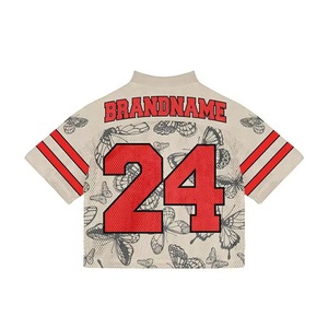 OEM Tùy Chỉnh Chuyên Nghiệp <span class=keywords><strong>V</strong></span> Cổ Của Nam Giới Quá Khổ Boxy Cắt Lưới Hợp Thời Trang Baggy Đan Bóng Đá Bóng Đá T-Shirt In 100% Cotton - Product Image 6